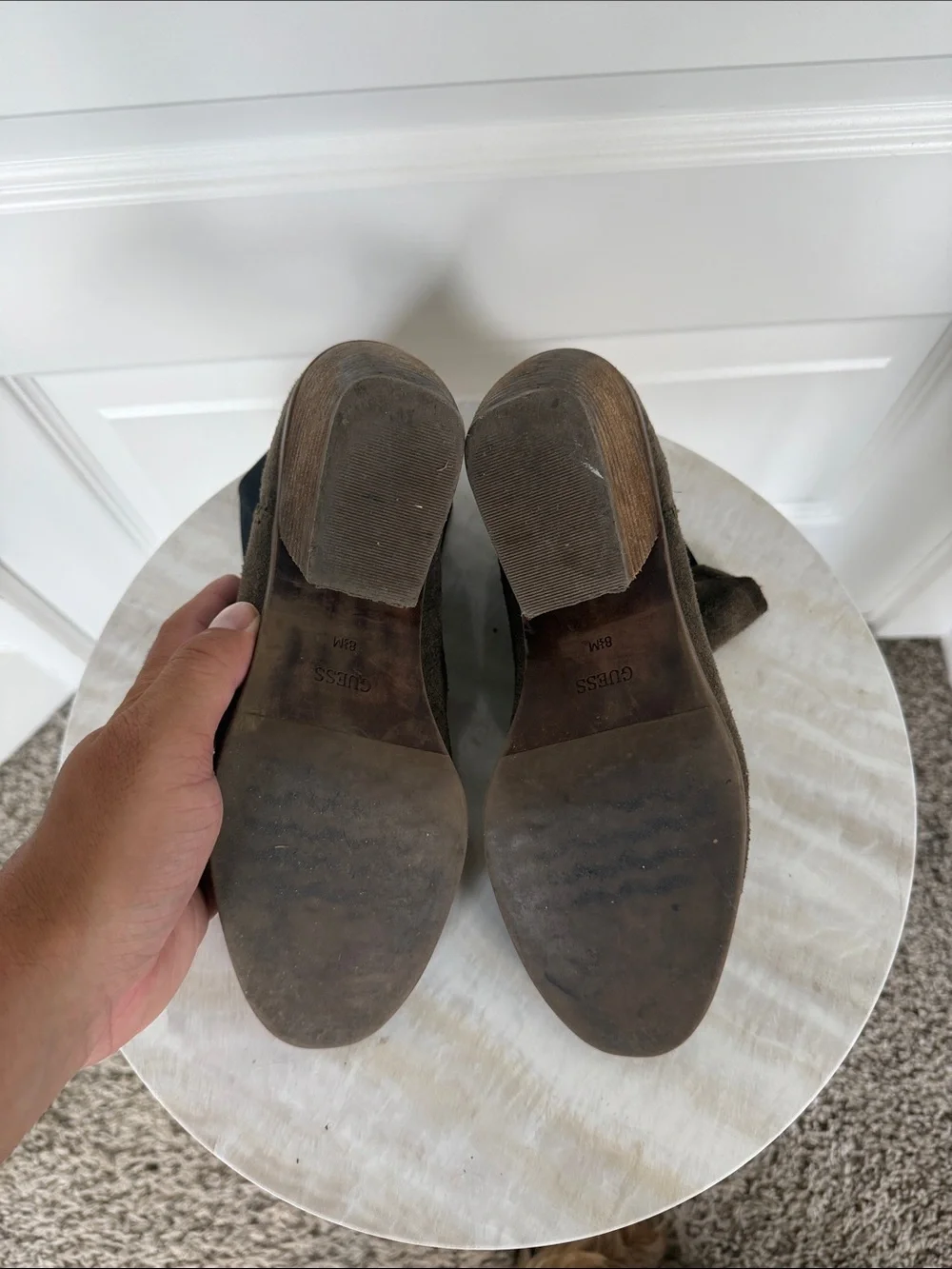 Guess Women's Brown Suede Ankle Booties - Classic Chelsea Wedge